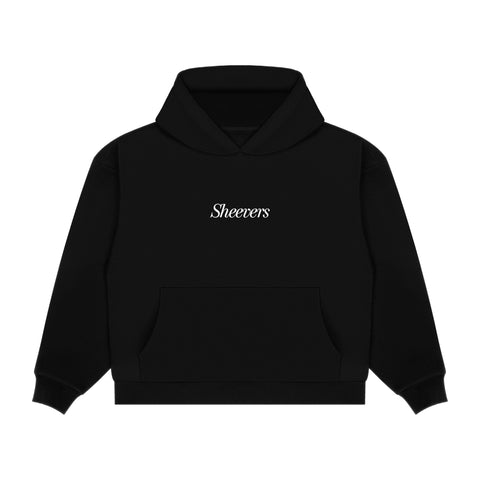 black oversize hoodie sheevers with glow in the dark embroidery