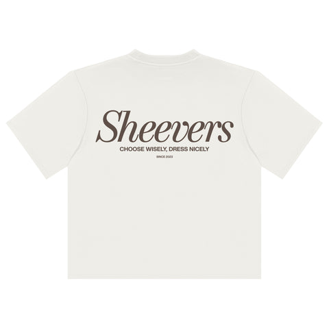 off white oversize t-shirt shivers with brown 3d print