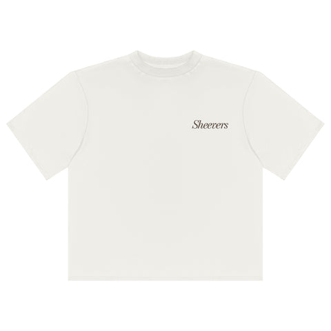 off white oversize t-shirt shivers with brown 3d print