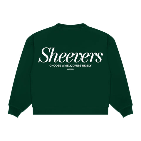 green oversize sheevers crewneck with 3d white print