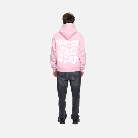 WATCH YOUR STEP HOODIE PINK