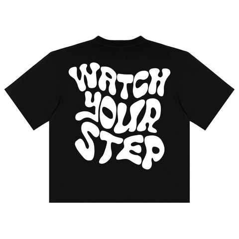 black oversized sheevers t-shirt with white puffed print
